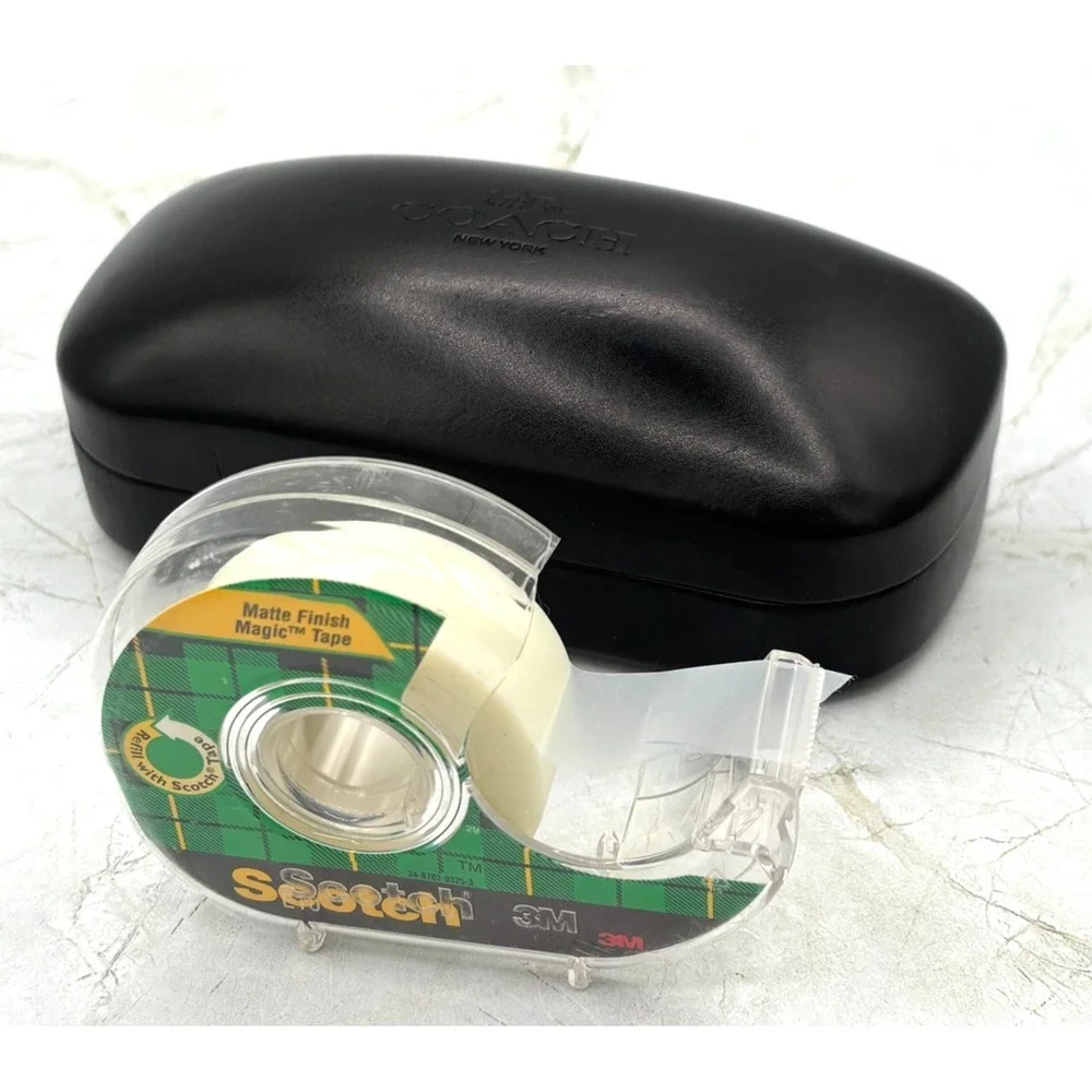 Coach Eyewear Large Black Leather Hard Clamshell Case Sunglasses Sunglass EUC